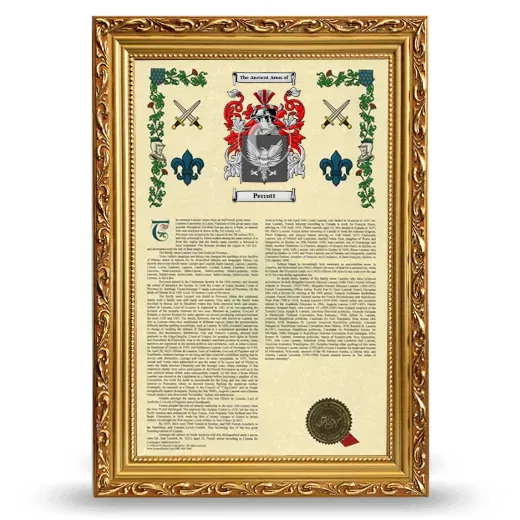 Perrott Armorial History Framed - Gold