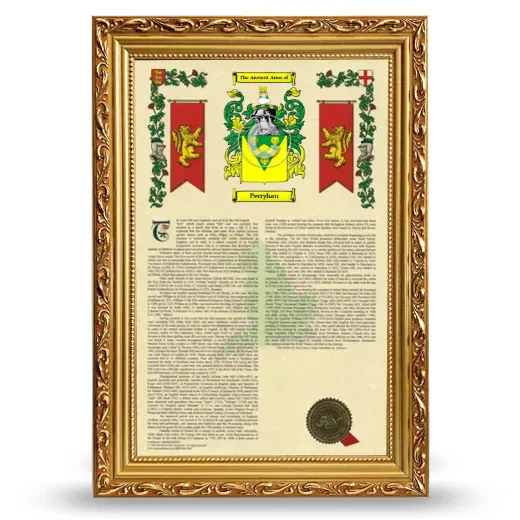 Perryhan Armorial History Framed - Gold