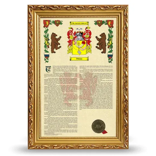 Petras Armorial History Framed - Gold