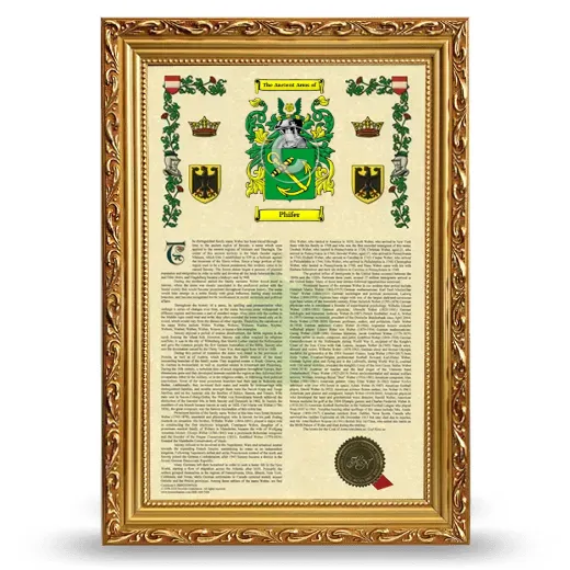 Phifer Armorial History Framed - Gold