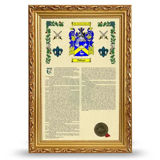 Philippe Armorial History Framed - Gold