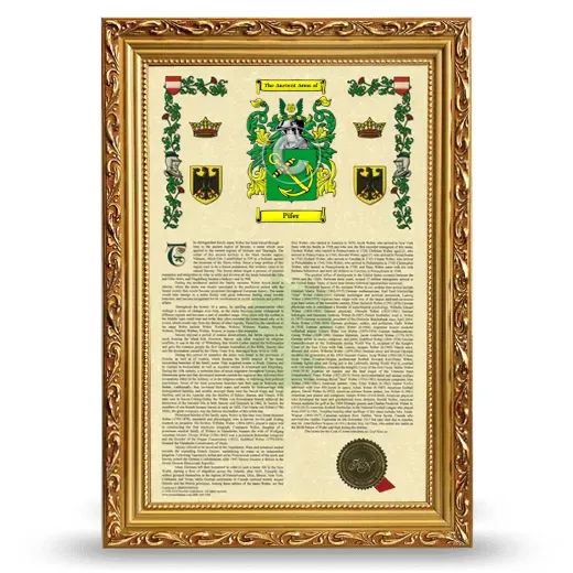 Pifer Armorial History Framed - Gold