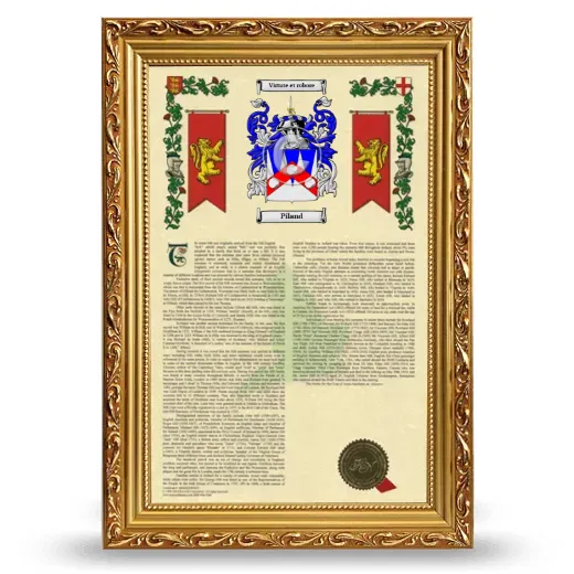 Piland Armorial History Framed - Gold