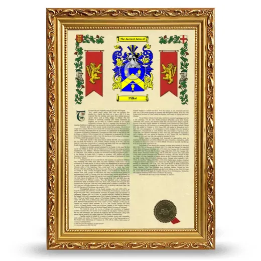 Pillot Armorial History Framed - Gold