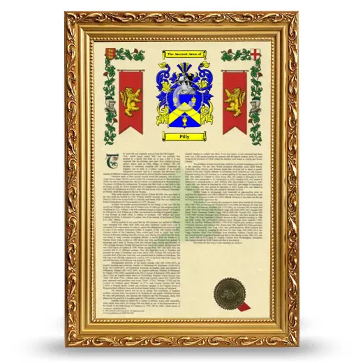 Pilly Armorial History Framed - Gold