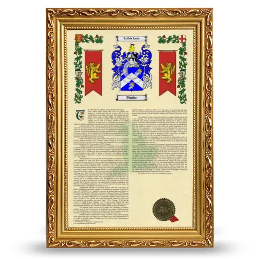 Pindar Armorial History Framed - Gold