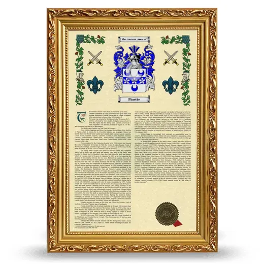 Pinette Armorial History Framed - Gold