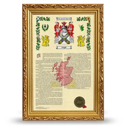 Pingle Armorial History Framed - Gold