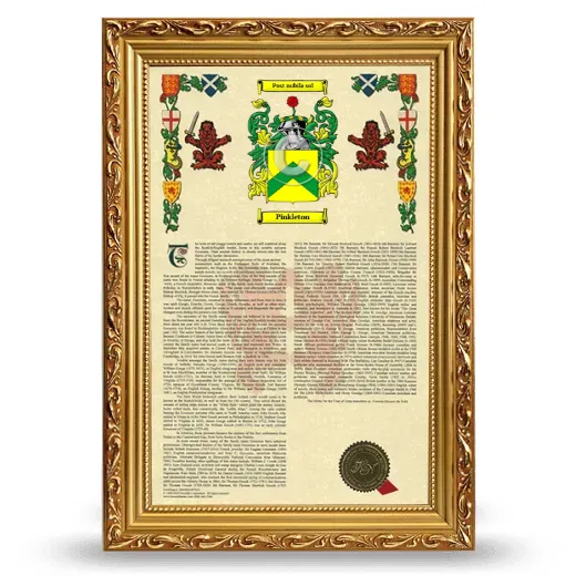 Pinkleton Armorial History Framed - Gold