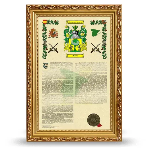 Pizon Armorial History Framed - Gold