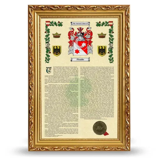 Plumbe Armorial History Framed - Gold