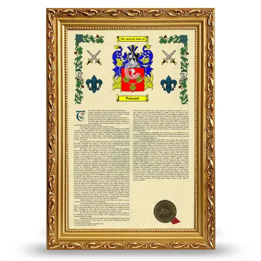Poissant Armorial History Framed - Gold