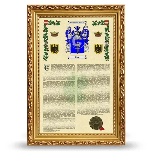 Pole Armorial History Framed - Gold