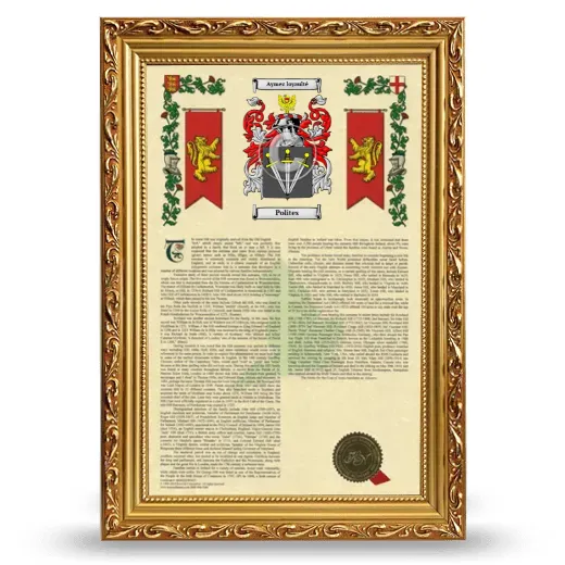 Polites Armorial History Framed - Gold