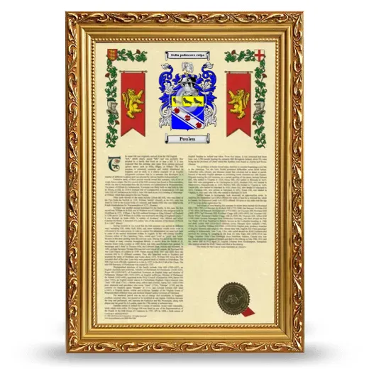 Poulen Armorial History Framed - Gold