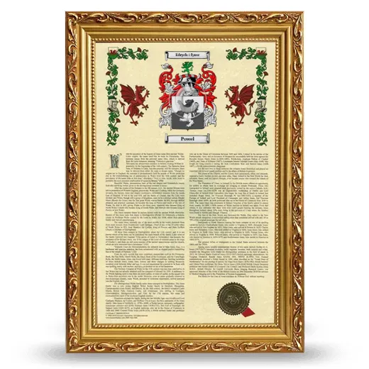 Powel Armorial History Framed - Gold