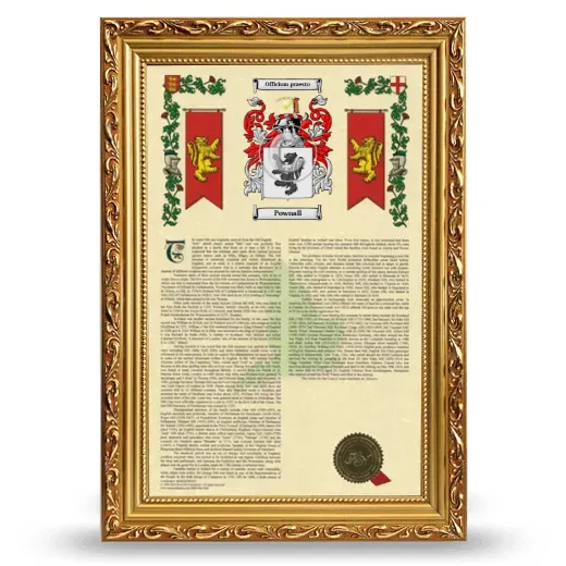 Pownall Armorial History Framed - Gold