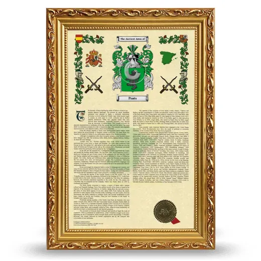 Prats Armorial History Framed - Gold