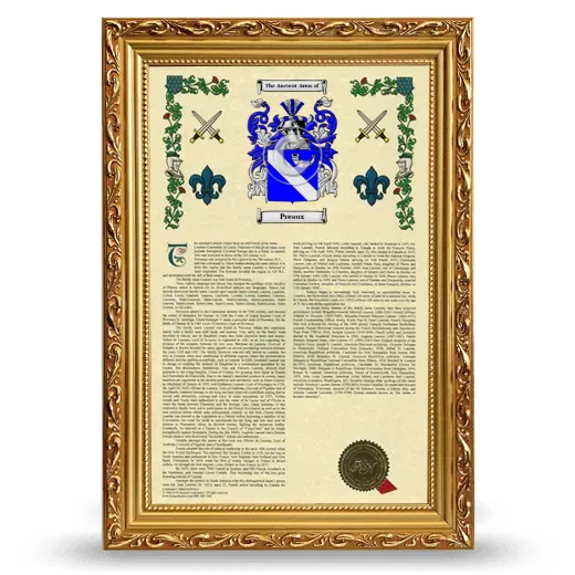 Preaux Armorial History Framed - Gold