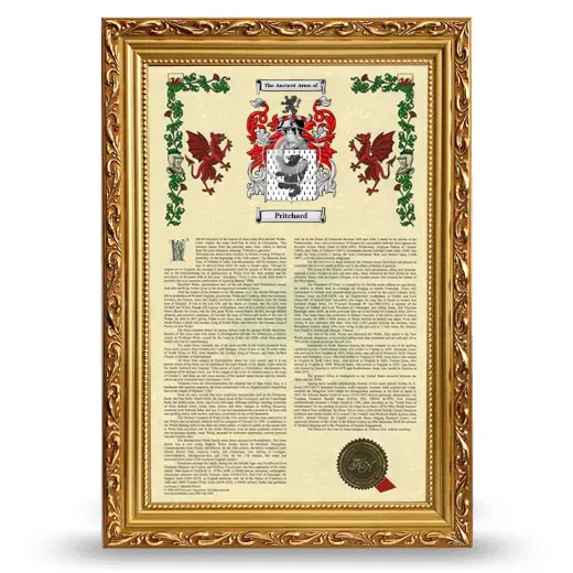 Pritchard Armorial History Framed - Gold