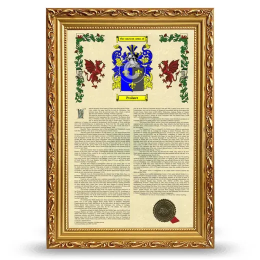 Probert Armorial History Framed - Gold