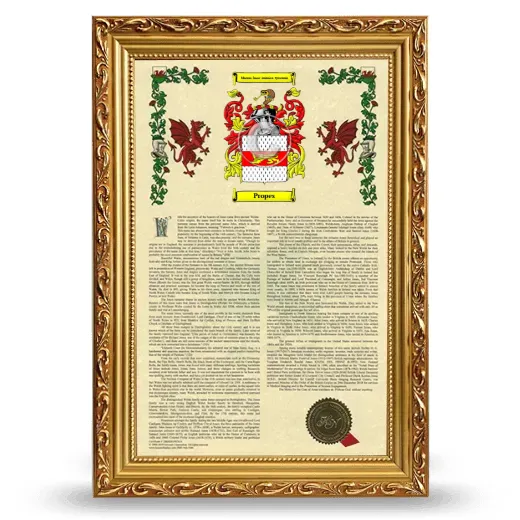 Propes Armorial History Framed - Gold