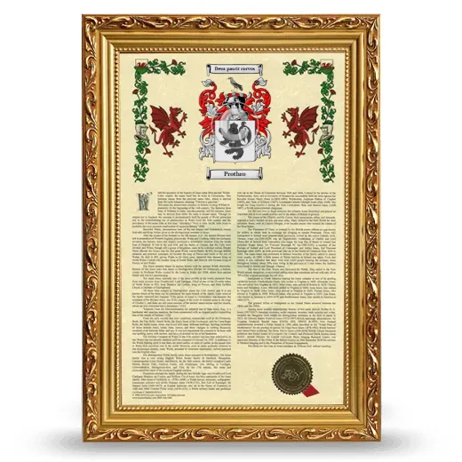Prothro Armorial History Framed - Gold