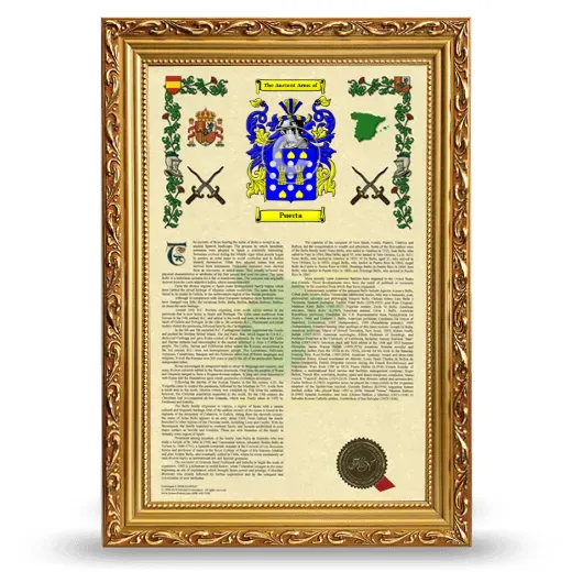 Puerta Armorial History Framed - Gold