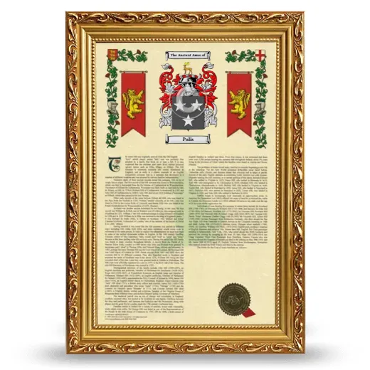 Pulis Armorial History Framed - Gold