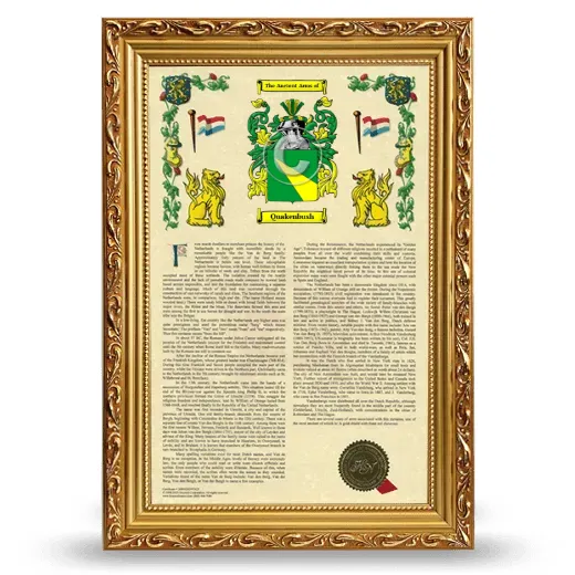 Quakenbush Armorial History Framed - Gold