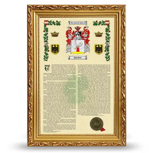 Questen Armorial History Framed - Gold