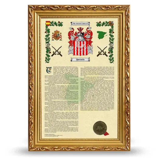 Quezada Armorial History Framed - Gold