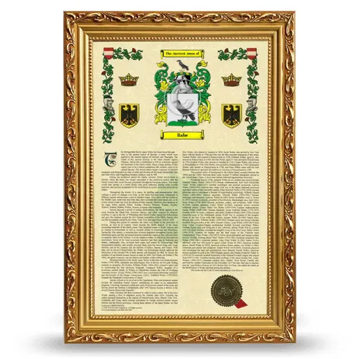 Rabe Armorial History Framed - Gold