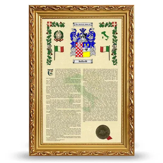 Raffaelli Armorial History Framed - Gold