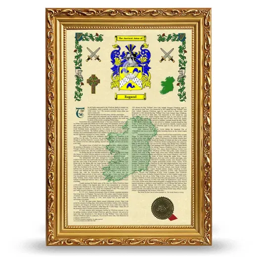 Ragand Armorial History Framed - Gold
