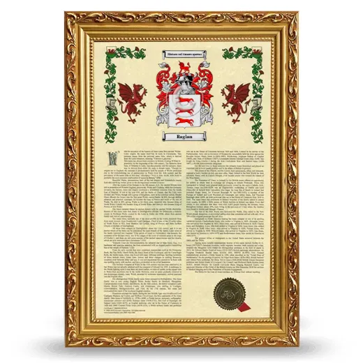 Raglan Armorial History Framed - Gold