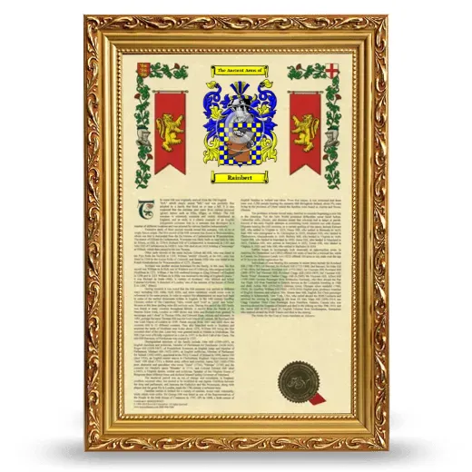 Rainbert Armorial History Framed - Gold