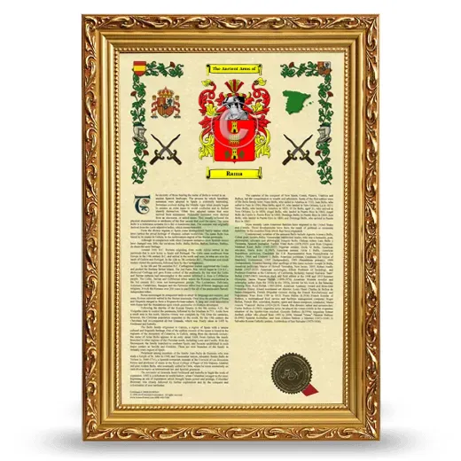 Rama Armorial History Framed - Gold