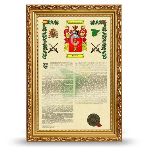 Ramas Armorial History Framed - Gold