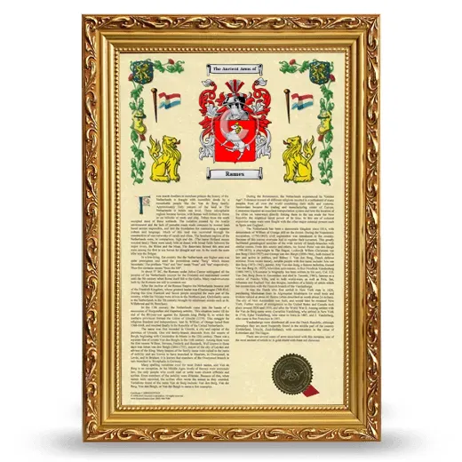 Rames Armorial History Framed - Gold