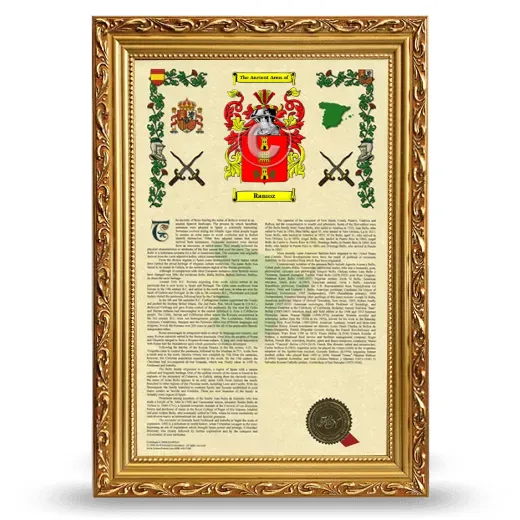 Ramoz Armorial History Framed - Gold