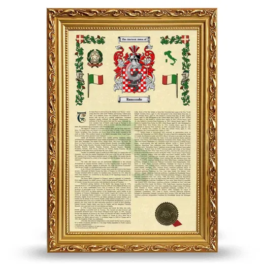 Ramundo Armorial History Framed - Gold