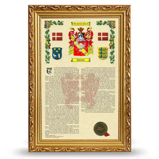 Rasmus Armorial History Framed - Gold