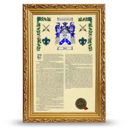 Rast Armorial History Framed - Gold