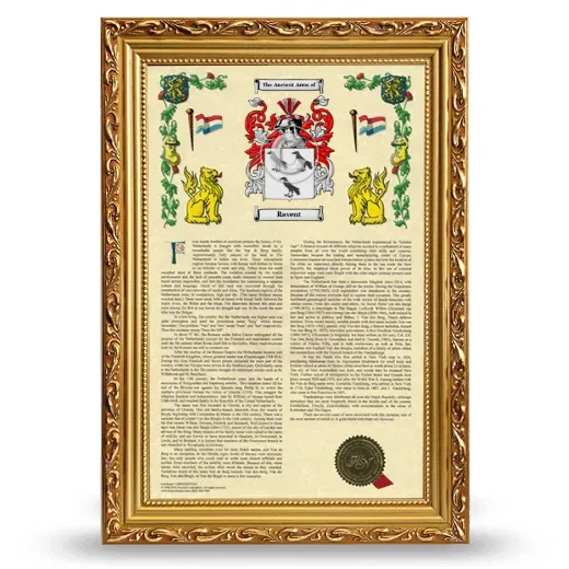 Ravent Armorial History Framed - Gold