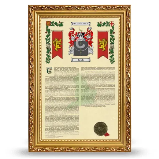 Rawls Armorial History Framed - Gold