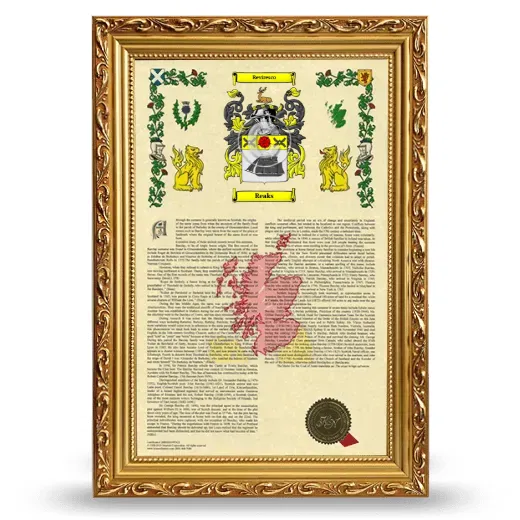 Reaks Armorial History Framed - Gold