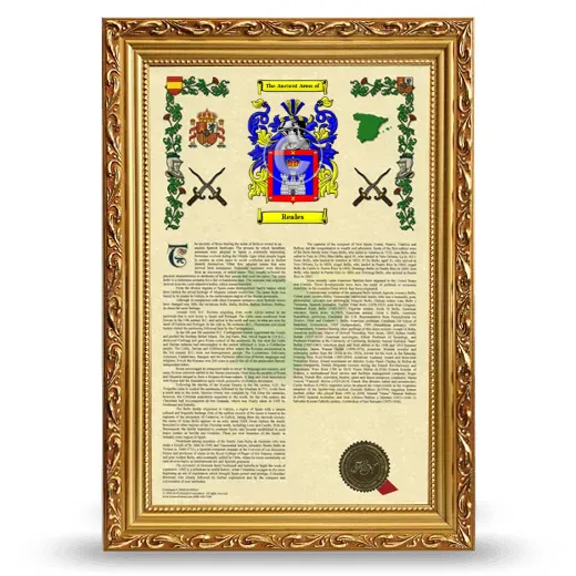 Reales Armorial History Framed - Gold