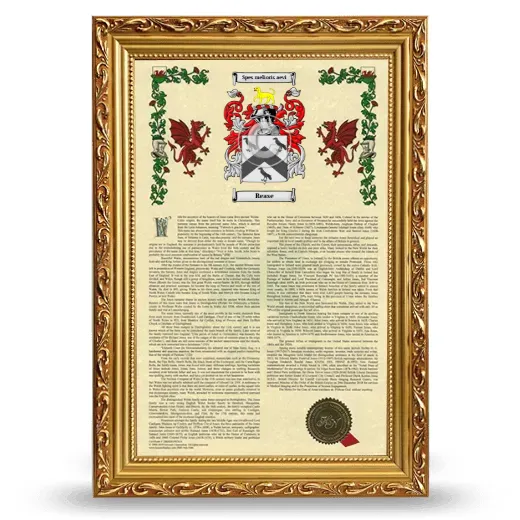 Rease Armorial History Framed - Gold