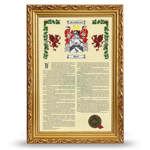 Reese Armorial History Framed - Gold